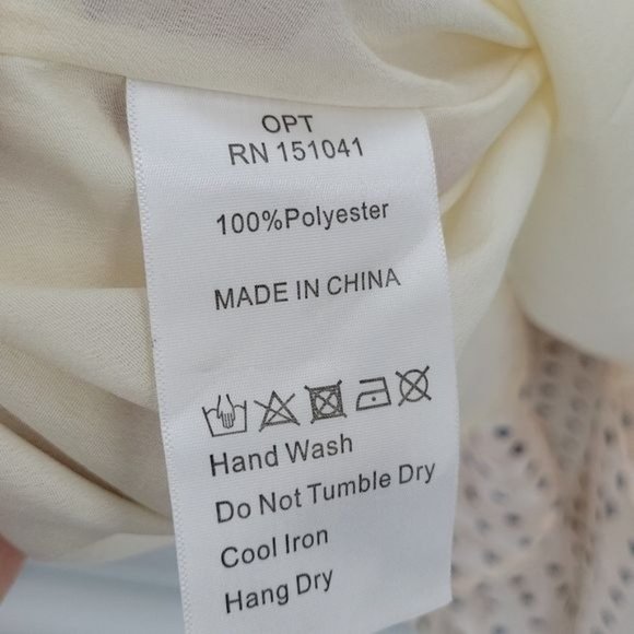 OPT Free People Tiered Dress Ivory Black Polka Dot Metallic Stripe - Picture 10 of 13